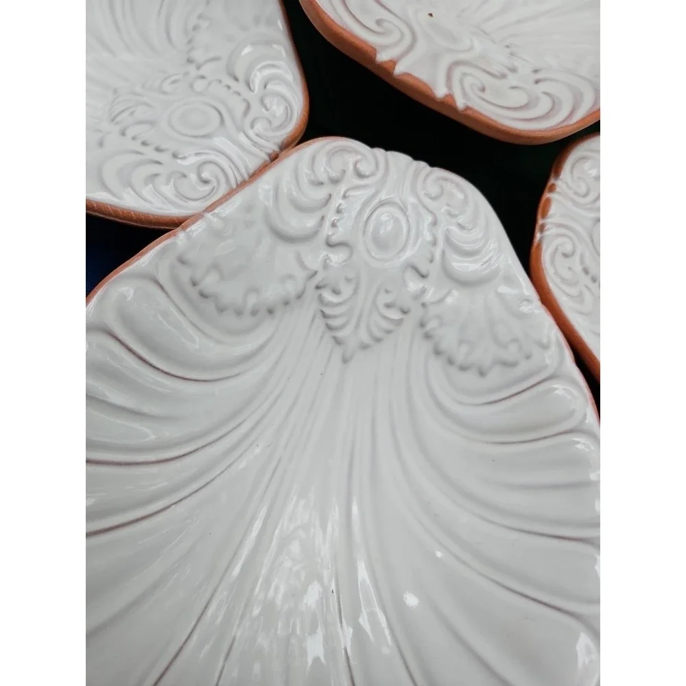 Loneoak &‎ Co Terracotta Shell Serving Bowls Berry Bowls Scalloped Cottagecore
